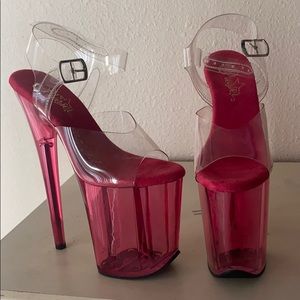 Pleaser pink clear 8” heels